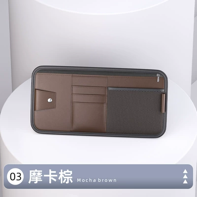 Storage Bag Card Holder Bill – Car Glasses Clip/Bill Clip - brown