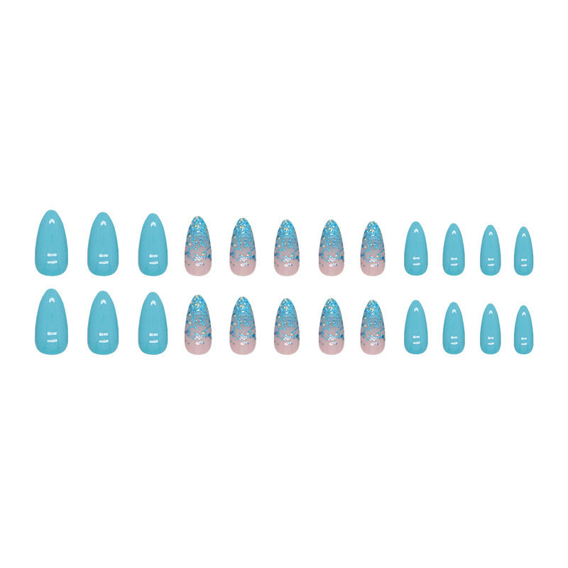 Frischer einfarbiger Farbverlauf mit glitzerndem rosa Sheraton-Blaugrün-Lack, Waldbonbons, sommerliche Nagelprodukte_voghion.com