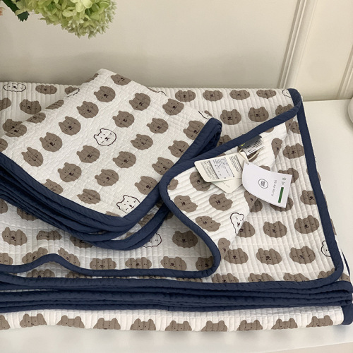 Cotton quilted bed cover three-piece set pure cotton thickened bed sheet four seasons quilted bed cover quilt double-sided cotton bed sheet