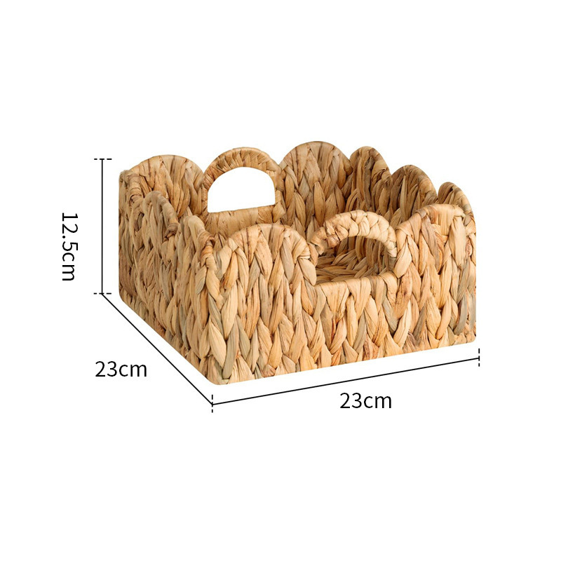 Cesta de almacenamiento en forma de abanico tejida de algas, cesta de almacenamiento de encaje de decoración del hogar, cesta de almacenamiento de armario, caja de almacenamiento de acabado de escritorio