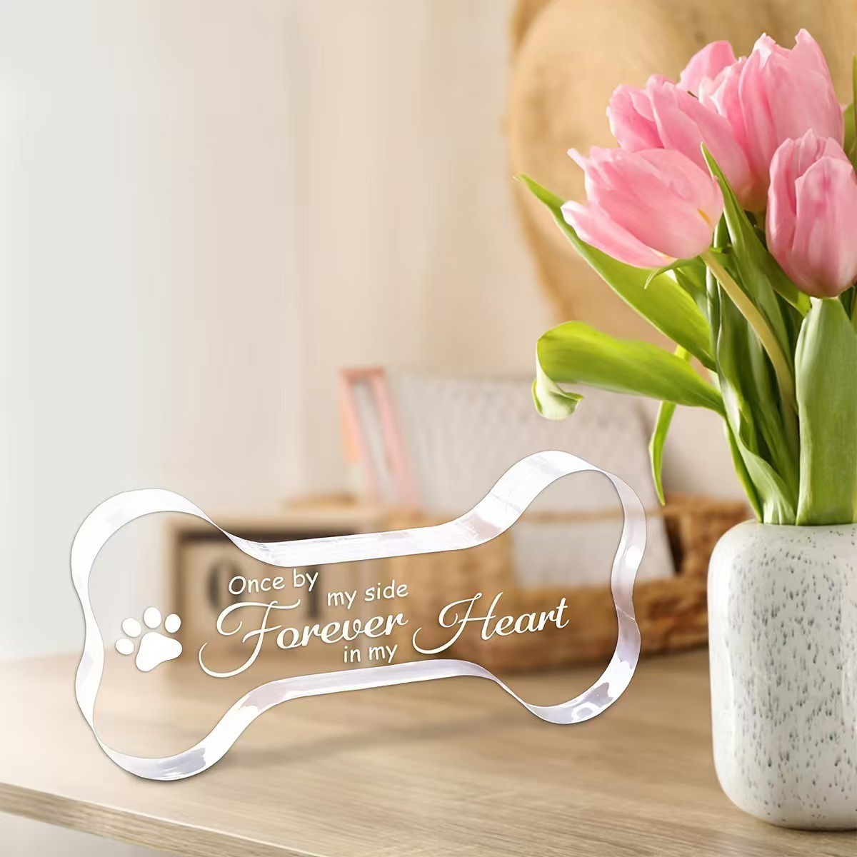 跨境亚克力宠物骨头摆件工艺品情人节母亲节圣诞节复活节送人礼品