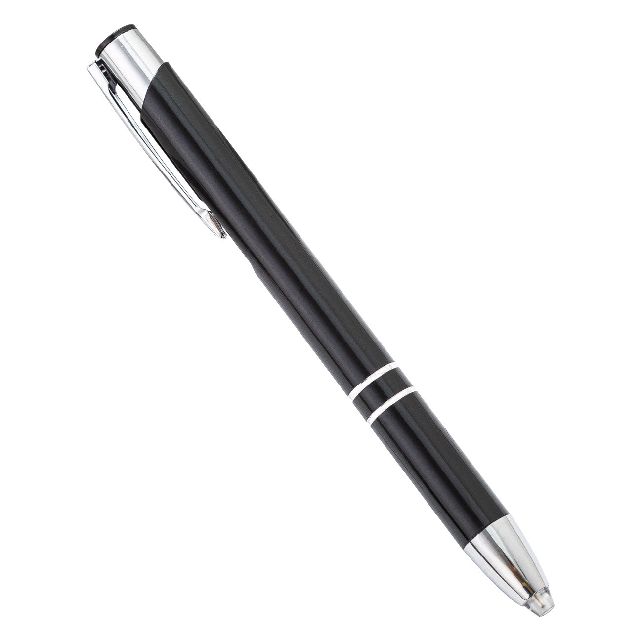 Pluma de lámpara de metal en stock al por mayor bolígrafo táctil Lámpara LED multifunción pluma tres en uno pluma de lámpara de logotipo imprimible