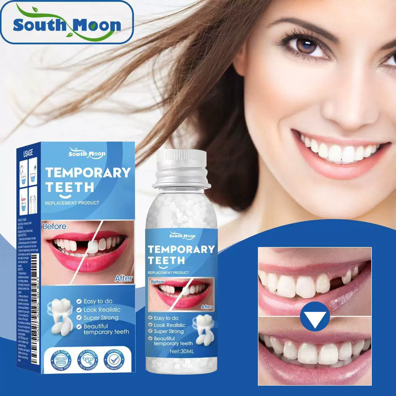 South Moon Модифицируемые твердые частицы зубного клея