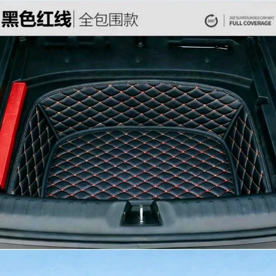Trunk Mat compartment lower storage mat - black-with-red-lines-diamond-pattern-lower-layer-cushion-changan-qiyuan-q05