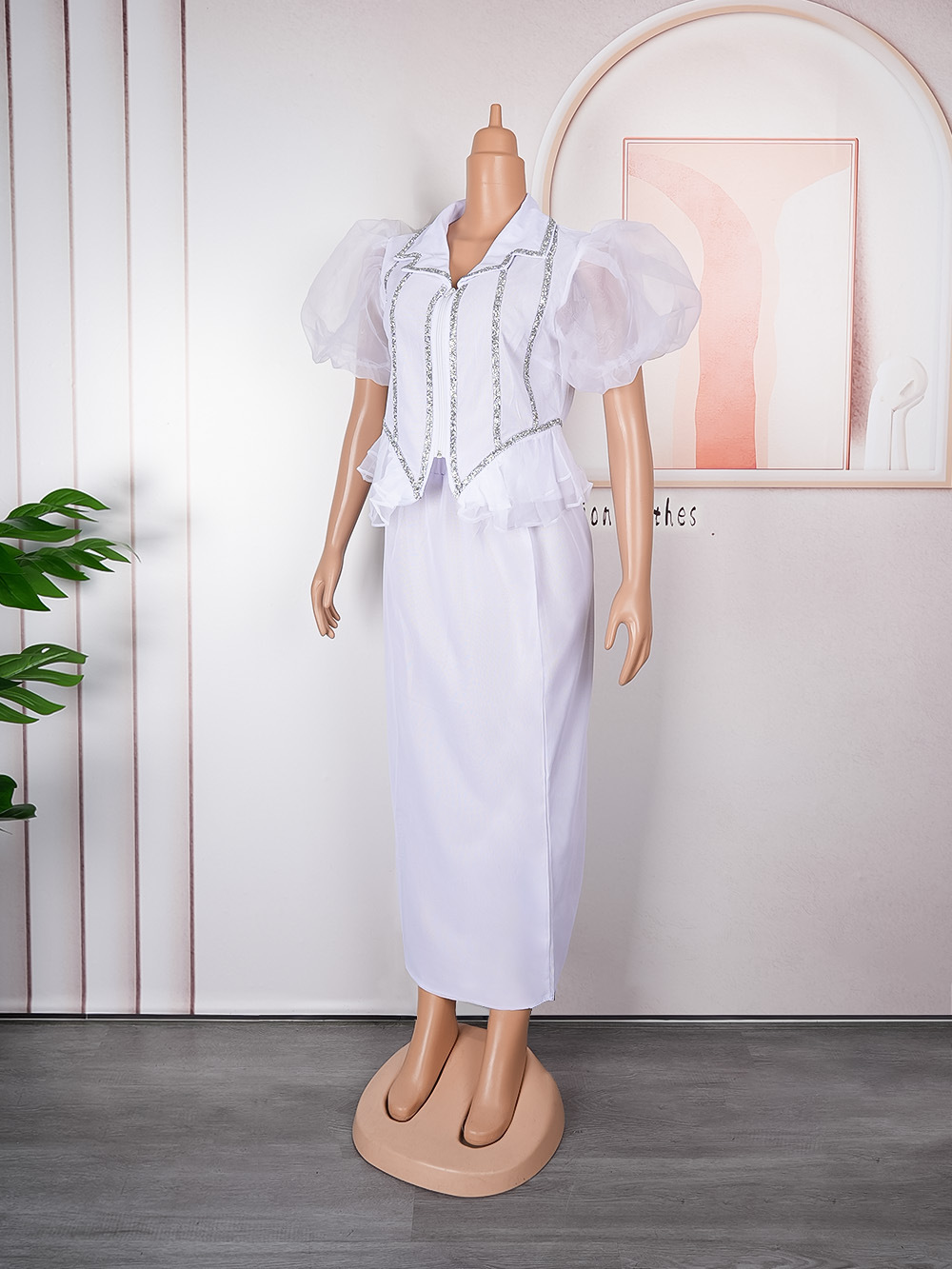Women's Clothing women's skirt suit new hot diamond stitching two piece dress_voghion.com