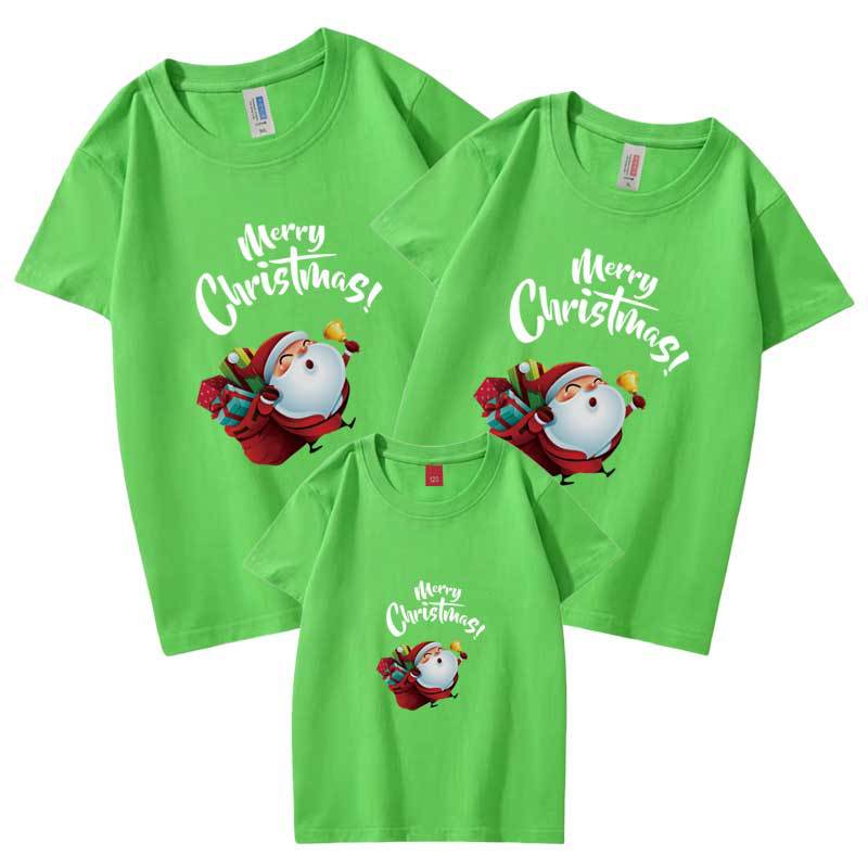 Navidad Año nuevo padre-niño desgaste verano peinado algodón nueva moda manga corta familia tres familia desgaste transfronterizo camiseta impresa