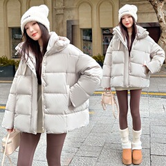 25冬装新款女连帽棉衣女短款宽松棉服韩版女式羽绒棉棉衣棉袄现货