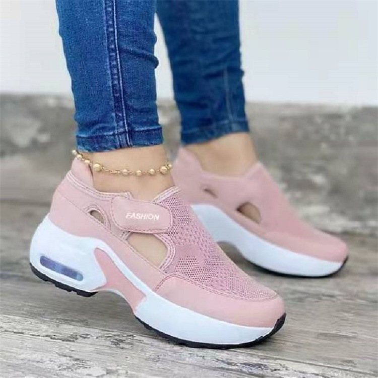 breathable sports casual footwear platform with velcro