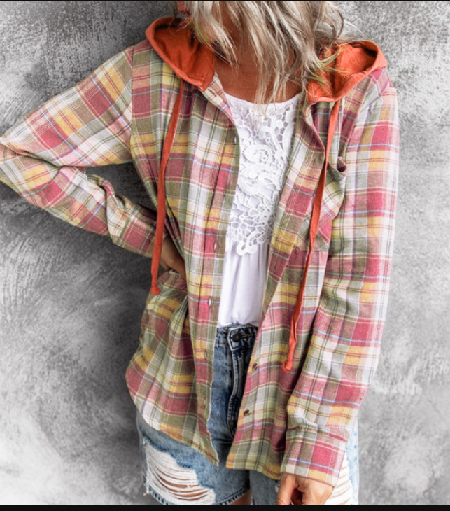 Chaqueta ligera con capucha para mujer abrigo casual con botones_voghion.com