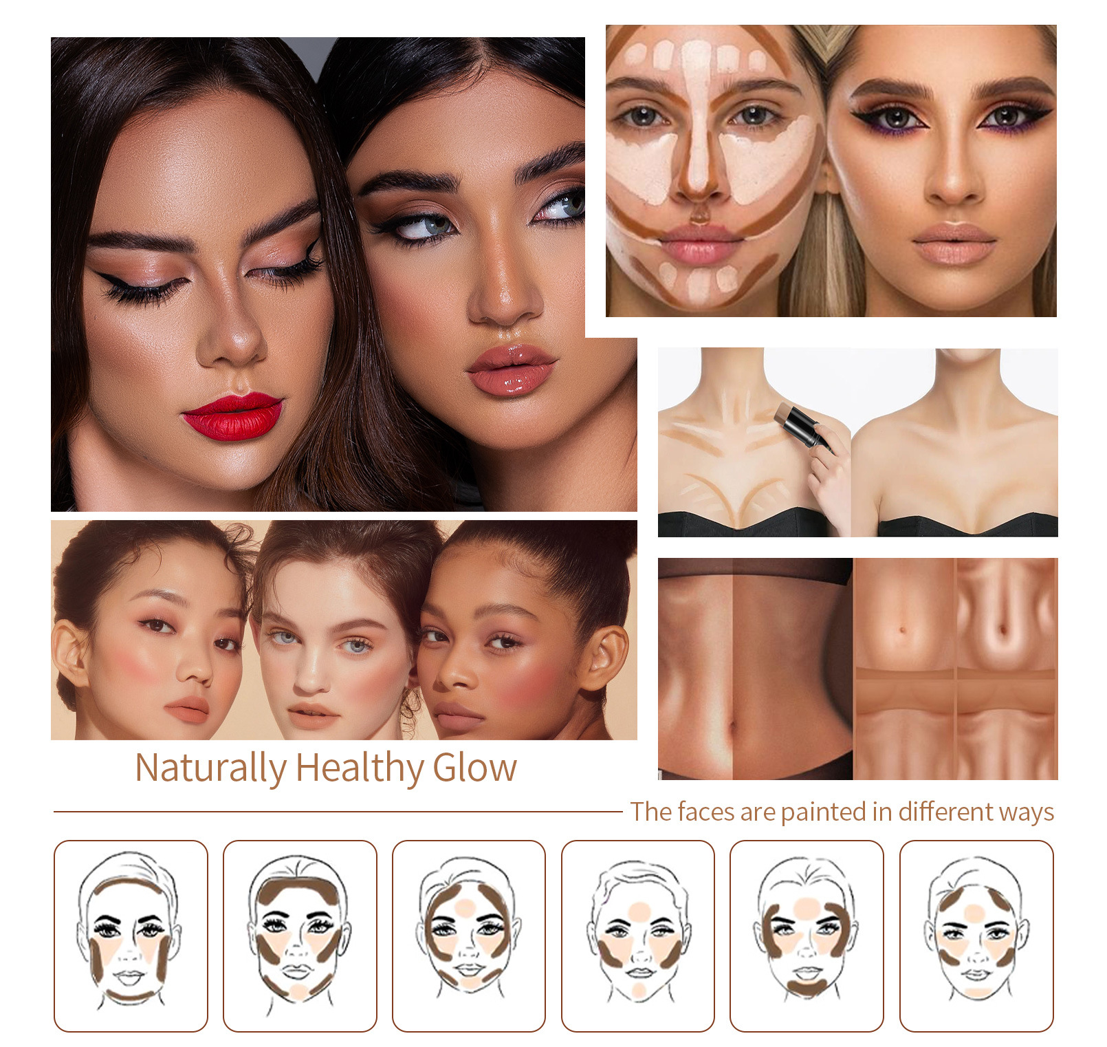 HelloKiss Highlight Brightening Contouring Stick Three-dimensional Face Base Multi-color Highlight Shadow Concealer Pen Makeup undefined