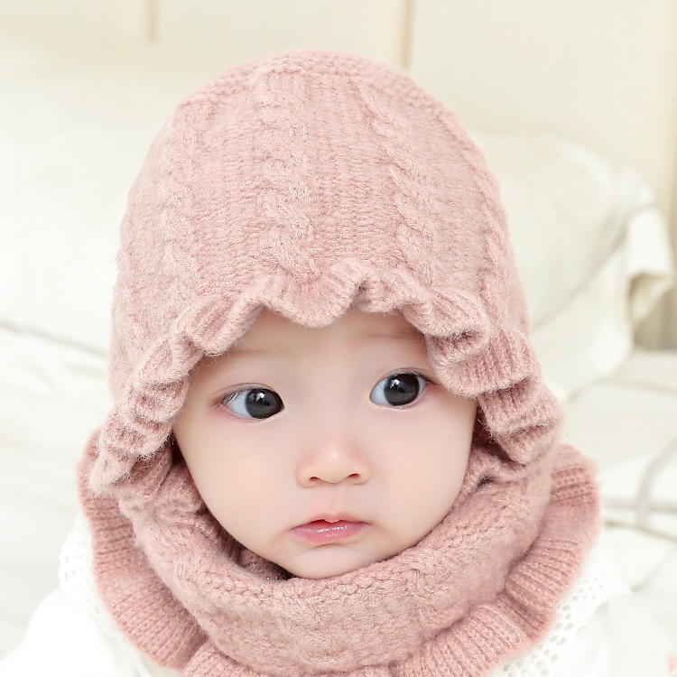 Sombrero DE LOS NIÑOS bufanda invierno Bebé sombrero de lana Corea del Sur nuevo bebé sombrero invierno lindo encaje sombrero traje femenino image 3