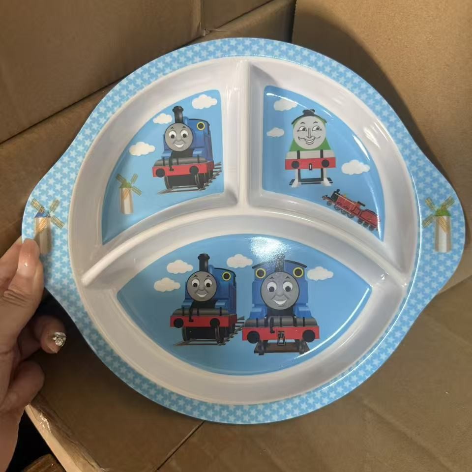 元のメーカーの卸売り膜の中で子供の段の食事の皿の円形の多格の子供の食器の3段の4段の食事の皿を貼ります。