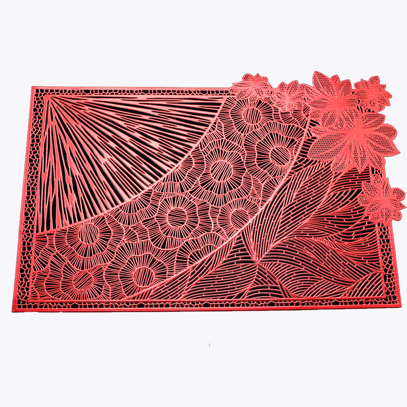 Transfronterizo exclusivo PVC hueco placemat nueva moda bronceado placemat fácil limpieza PU estera de la tabla para la estera de la placa del hotel