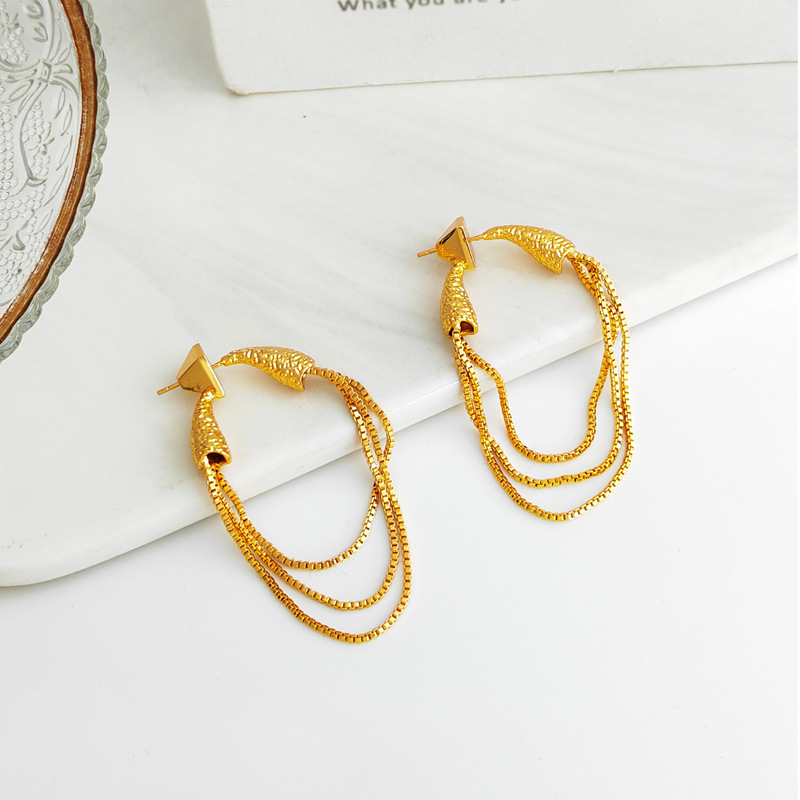 13g Weight 1 Pair Fashion Tassel Copper Plating Earrings