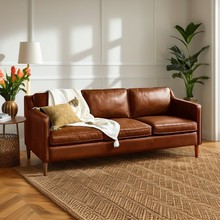 定制外贸出口客厅仿牛皮沙发三人位别墅大户型PU皮沙发家居轻奢