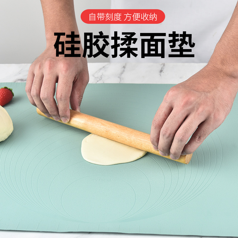 Fábrica al por mayor almohadilla de amasado de silicona grado alimenticio antiadherente 40*60 Rolling PAD con escala de hornear puede almacenar polvo de frotamiento