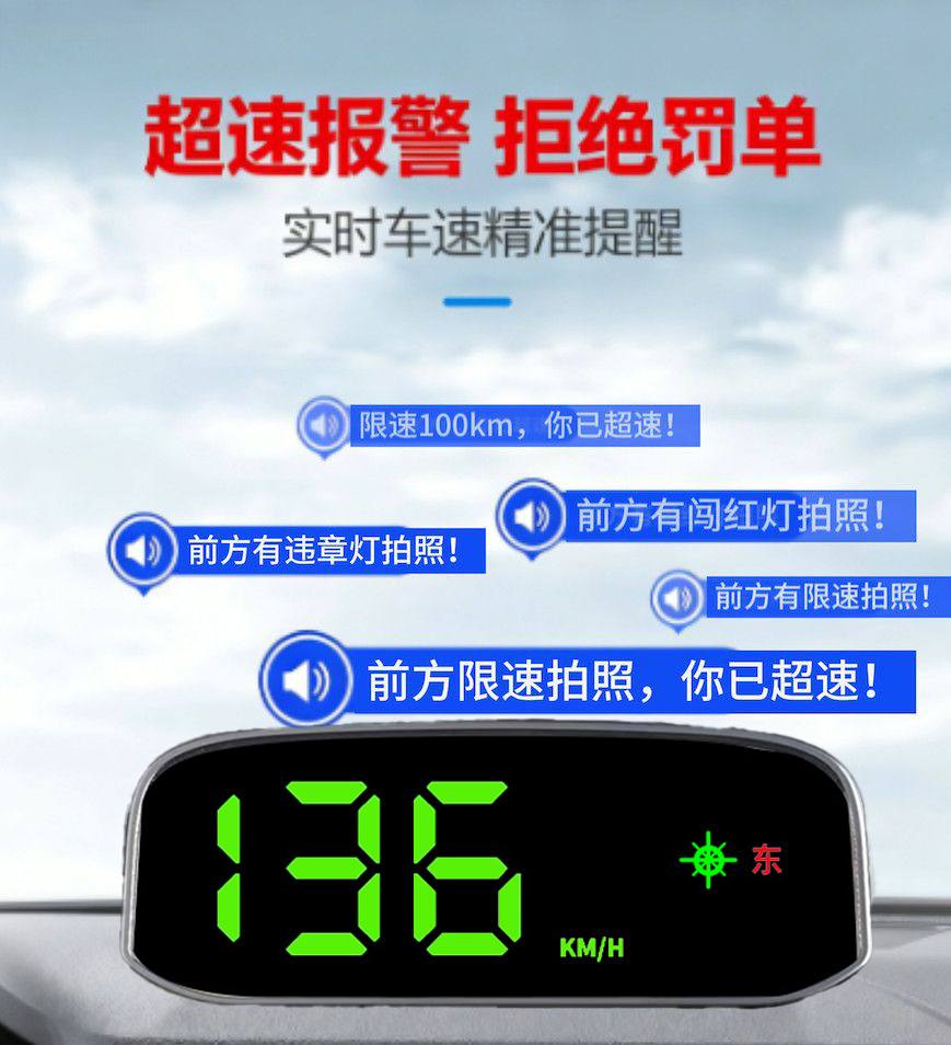 Universal Car-Mounted Seven-Color Solar-Powered Hud Head-Up Display with Navigation, Beidou Satellite, and Portable Screen