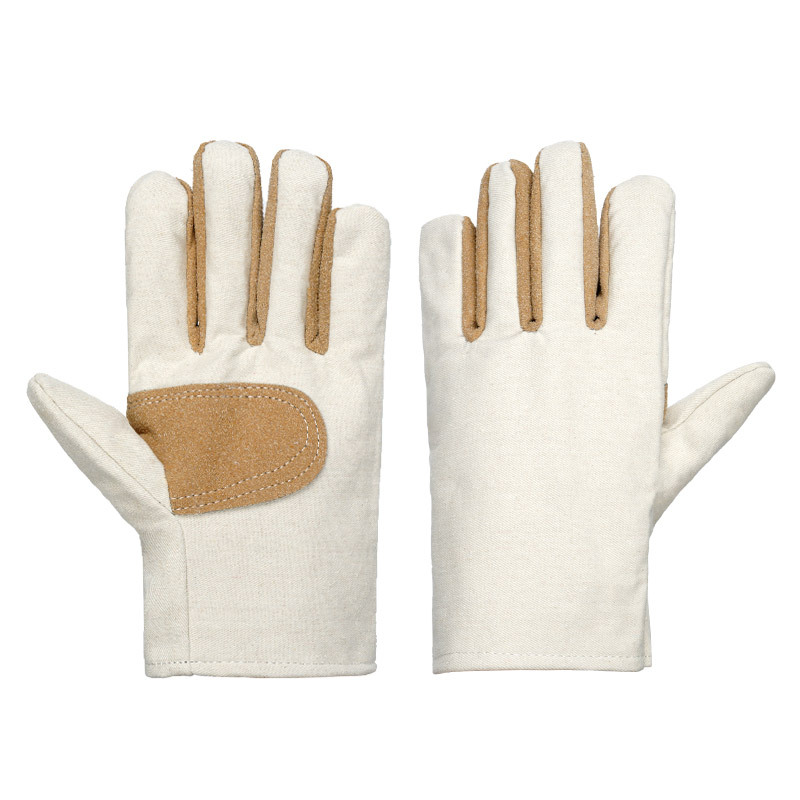 Guantes de lona 24 líneas ferroviarias de protección laboral de doble capa de espesamiento resistente al desgaste soldador mecánico guantes de soldadura de palma de piel