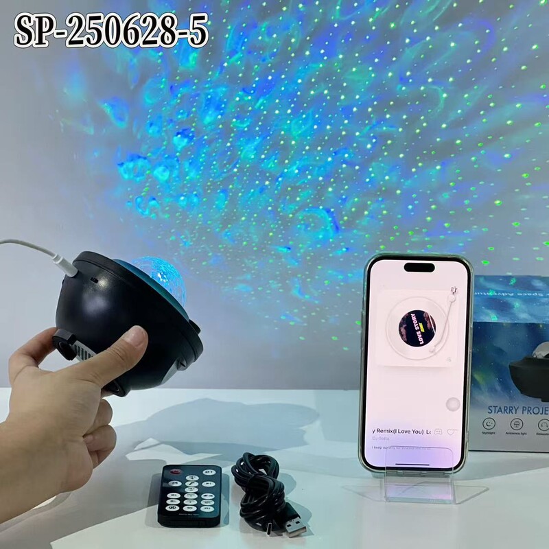 新しい SP-250628-5 星空 RGBW プロジェクターオーディオ磁性流体ピックアップ毒音楽リズム雰囲気|undefined