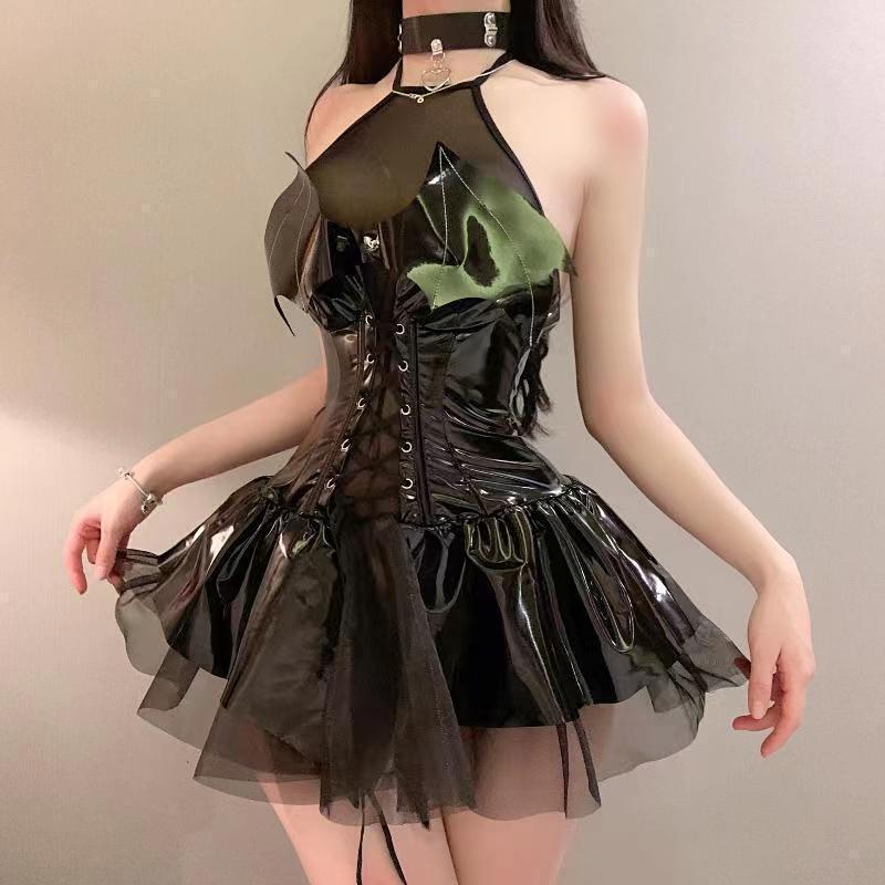 Ruolan Sex Lingerie Halloween Sexy Pure Desire Seduction Patent Leather Internet Celebrity Same Section Dark Cute Passion suit 52