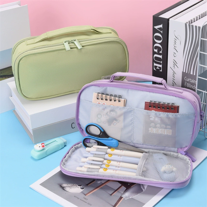 Простой и стильный пенал большой вместимости для старшеклассников, новый многослойный пенал для хранения.