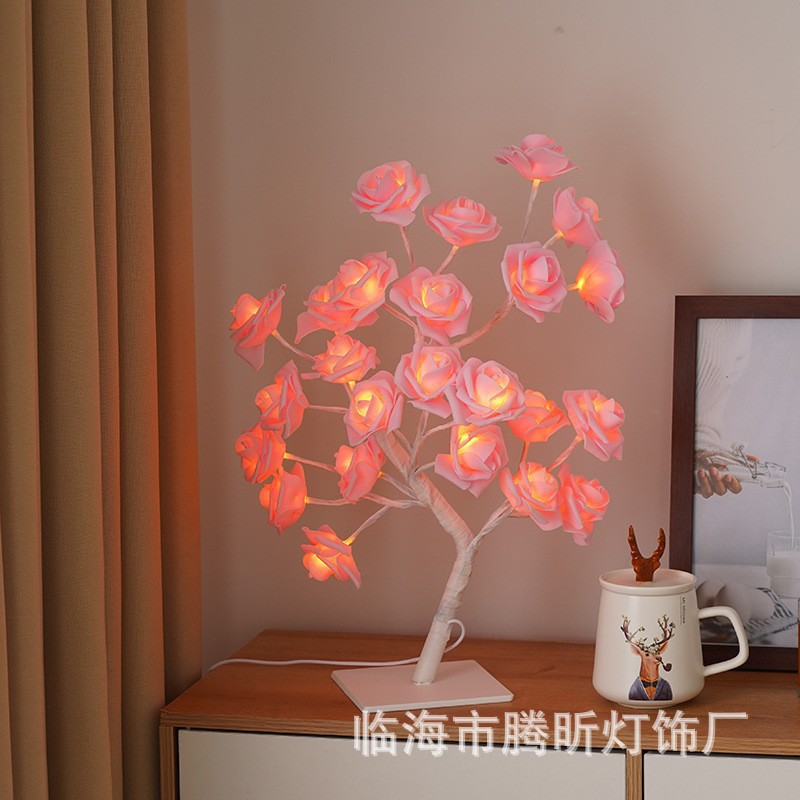 Luz de árbol LED rosa fruta ciruela color mariposa luz de abedul azul pálido hoja de arce huevo de oliva