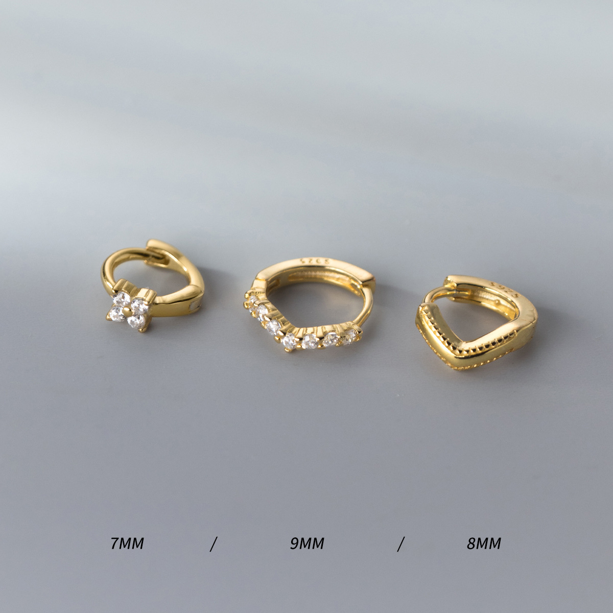 Eloch s925 plata plata perfiles de orejas flores en forma de V diamantes mini pendientes pendientes de orejas anillo de hueso de orejas para mujeres M03651