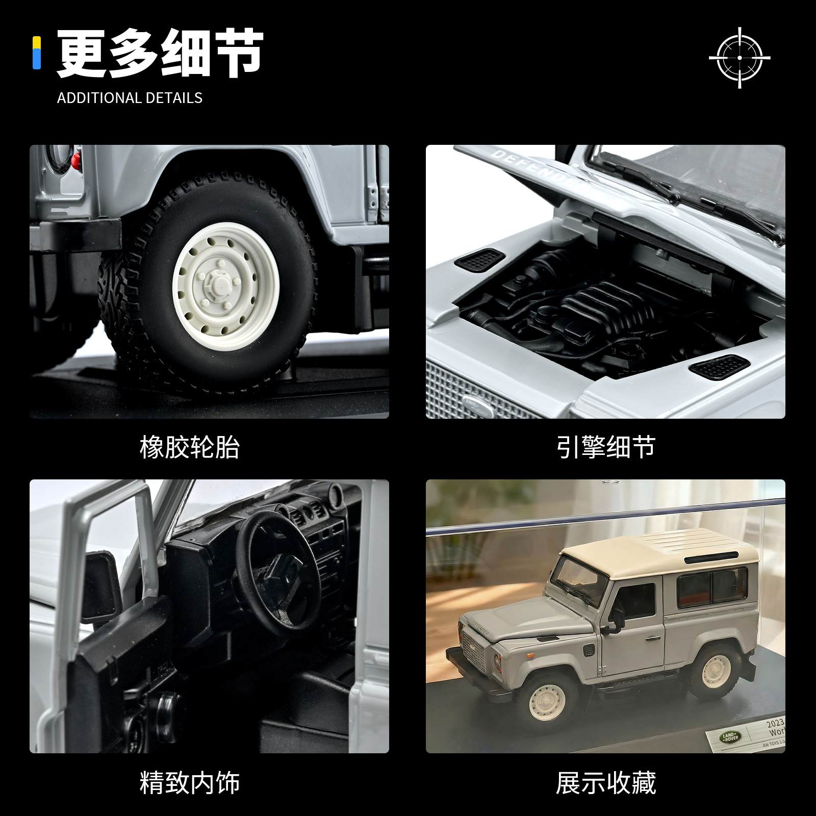 Auténtico autorizado 1: 24 Land Rover Guard aleación modelo de vehículo todoterreno simulador de deslizamiento transfronterizo automóvil mayorista