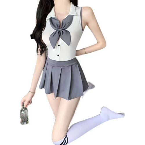 Sexy lingerie, sexy ultra-short backless pure desire senior student uniform temptation role play suit wholesale 3019
