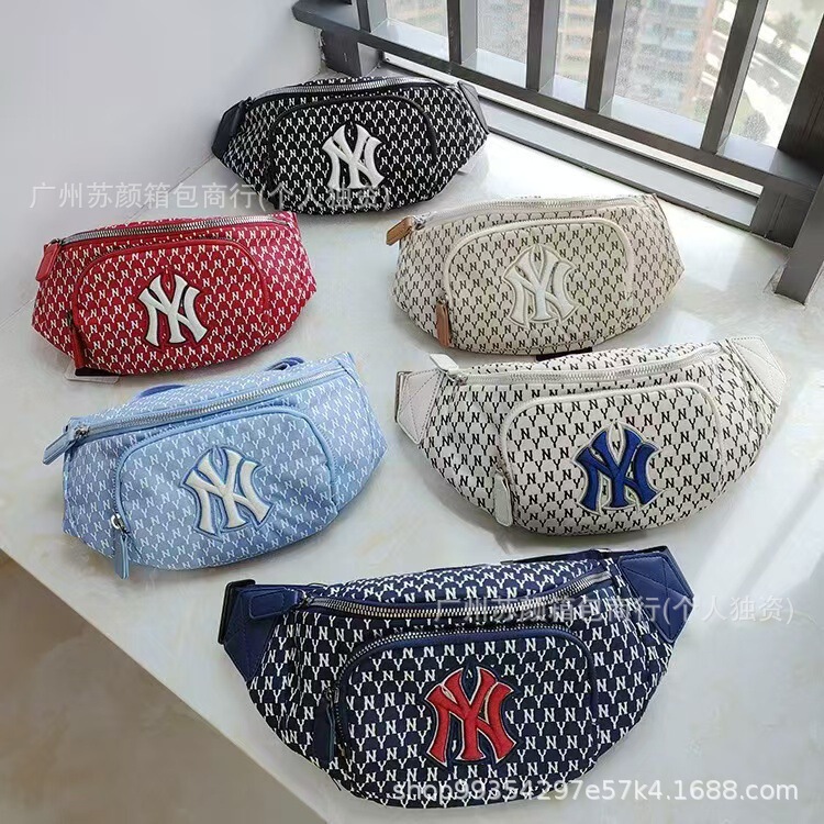 Korean Mlb Chest Bag with Ny Letter Embroidery, Vintage Full-Print Monogram Waist Bag, Fashionable Sports Casual Shoulder Crossbody Bag Korean Mlb Chest Bag with Ny Letter Embroidery, Vintage Full-Print Monogram Waist Bag, Fashionable Sports Casual Shoulder Crossbody Bag