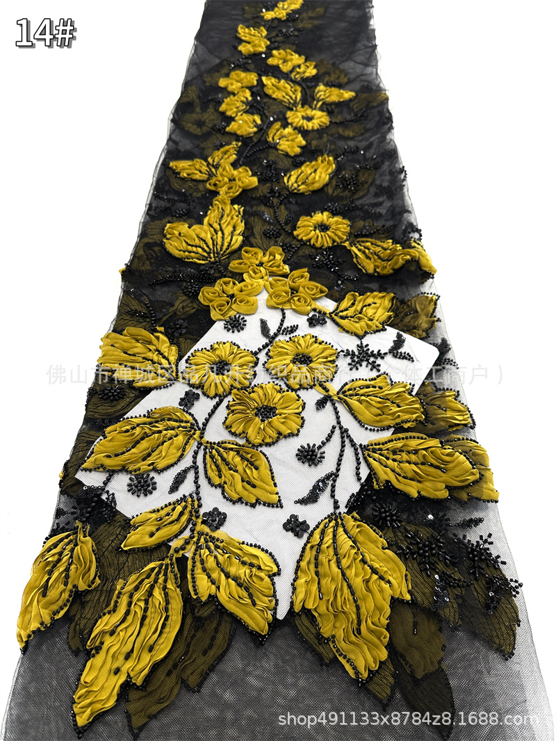 Tubo de cuentas con tela de flor de encaje fresco y hermoso vestido de novia de alta calidad cena falda de baile vestido tela