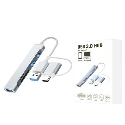 USB Type-c 2-in -1 to 3USB SD TF★★[silver] boxed