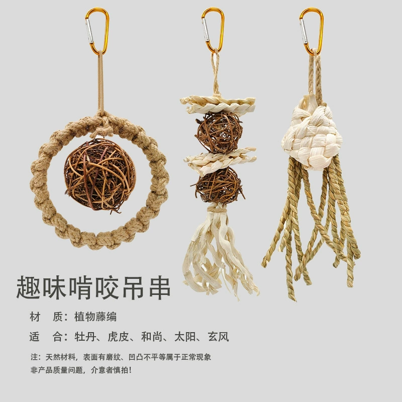 Попугай соломенной веревки для развлечения кусать игрушки головоломки подвески