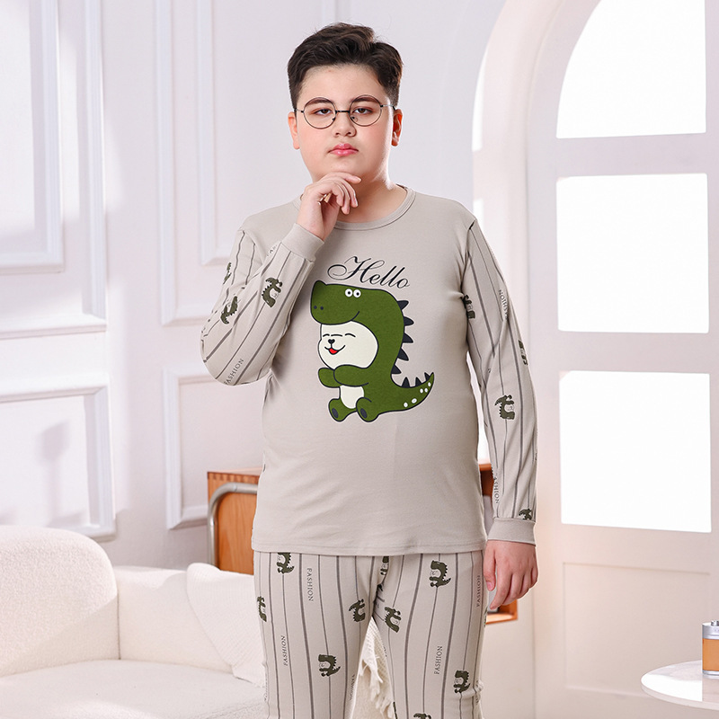 胖童保暖睡衣纯棉男童内衣套装中大童秋衣秋裤女加肥打底棉毛衫冬|undefined