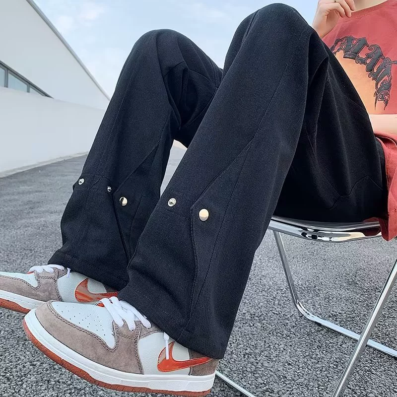 Гонконгский стиль Chaochang мужской весенний летний новый 2024 персонализированный сплошной цвет джинсы хип-хоп ins Chaoao Tide Street