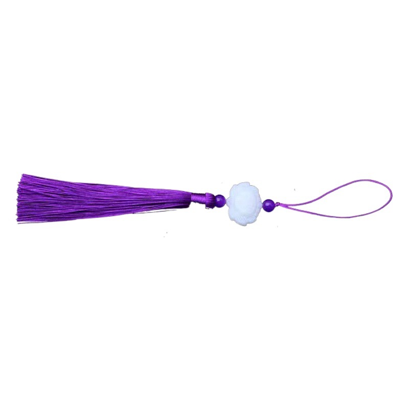 Source Factory Tassel Pendant Double-Sided White Jade Lotus Mobile Phone Bookmark Tassel Chinese Style Retro Hanfu Brooch Fan Pendant