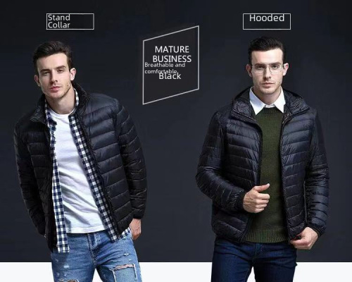 Wholesale Men's Fitted Lightweight Down Cotton Jacket New Short Outerwear Stand Collar Casual Hooded Cotton Coat