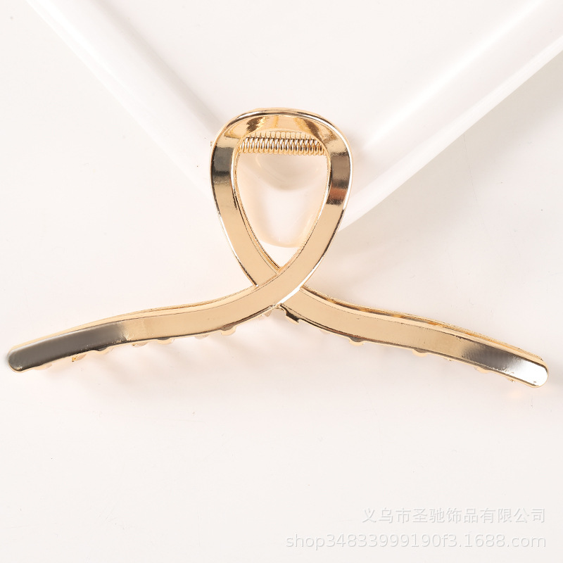 Pinza de Pelo Estilo Coreano, Accesorio para el Cabello con Revestimiento Electrolítico de Aleación, Pinza de Tiburón Grande, Simple y Moderna para Mujer