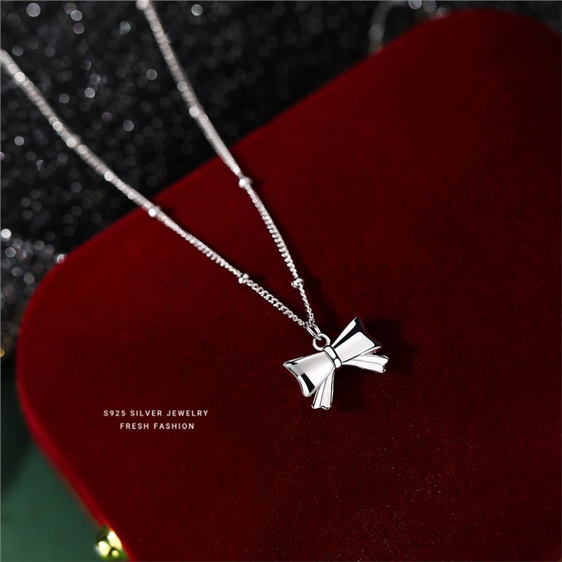 Collana leggera e versatile con fiocco di lusso per donna, catena alla clavicola di alta qualità e alla moda, dolce e semplice_voghion.com