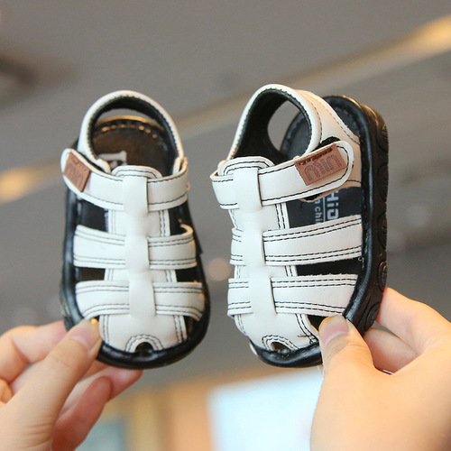 Baby Soft Sole Anti-Slip Summer Cap Toe Boys Infants Toddler Shoes with Magic Tape Casual Calling Shoes Wholesale Price