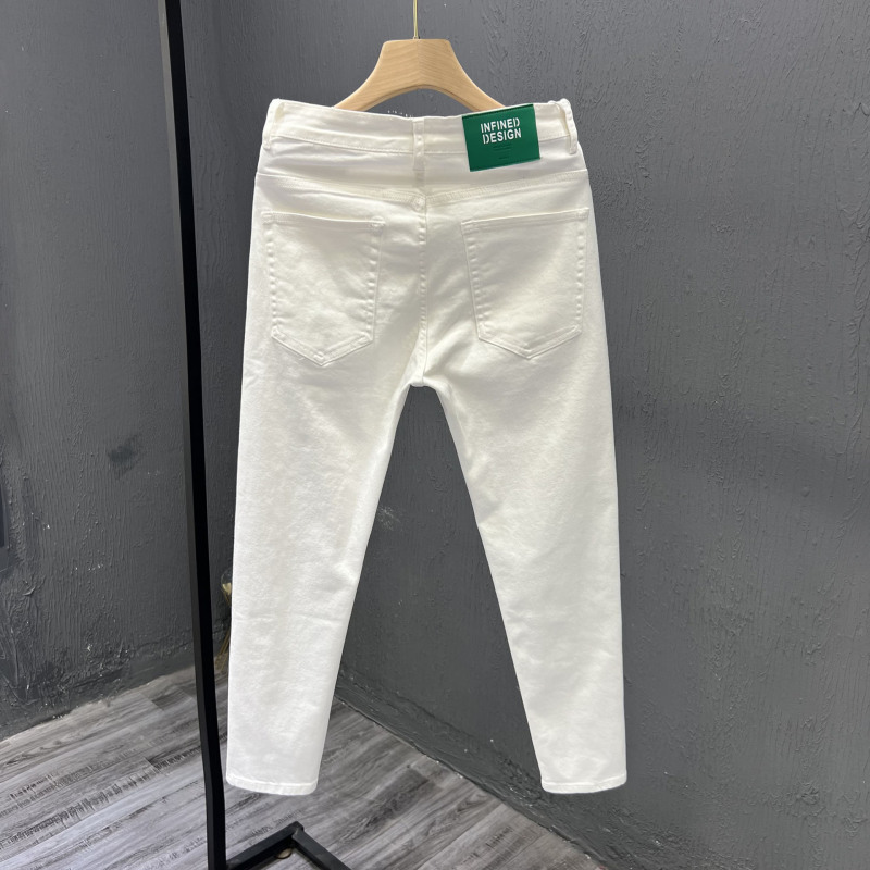 Solid Color Jeans Men's New Fashion Brand Slim-fit Skinny Pants Men's Spiritual Guy White Casual Pants Solid Color Jeans Men's New Fashion Brand Slim-fit Skinny Pants Men's Spiritual Guy White Casual Pants
