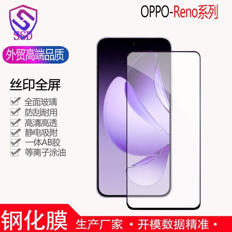 Suitable for Oppo Reno15/15Pro Reno14 Reno13 High-Aluminum Full-Screen Silk-Screen Triple-Layer Tempered Glass Screen Protector