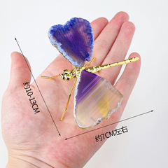 Natural Crystal Agate Jade Slice Dragonfly Ornament Colorful Original Stone Mineral Specimen Home Desk Decoration Factory