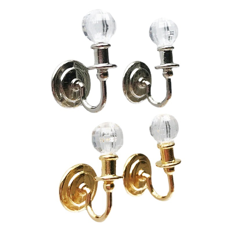 1:12 Dollhouse mini modelo ob11 decoración plata/oro cristal lámpara de pared un par nuevo