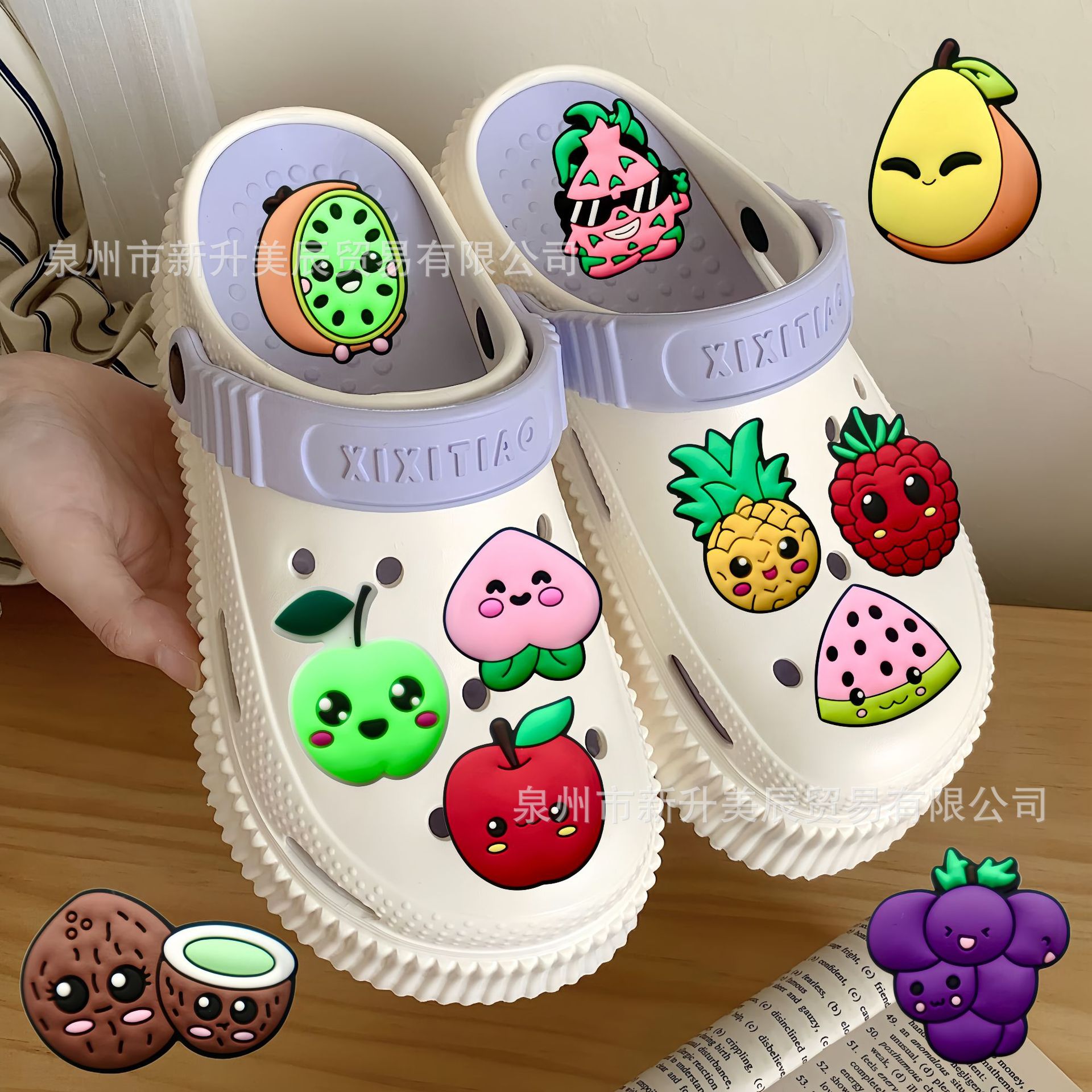 Nuevos productos explosivos, lindas series de frutas, accesorios para zapatos con agujeros, zapatos, zapatos, hebillas, accesorios desmontables creativos de bricolaje, transfronterizos