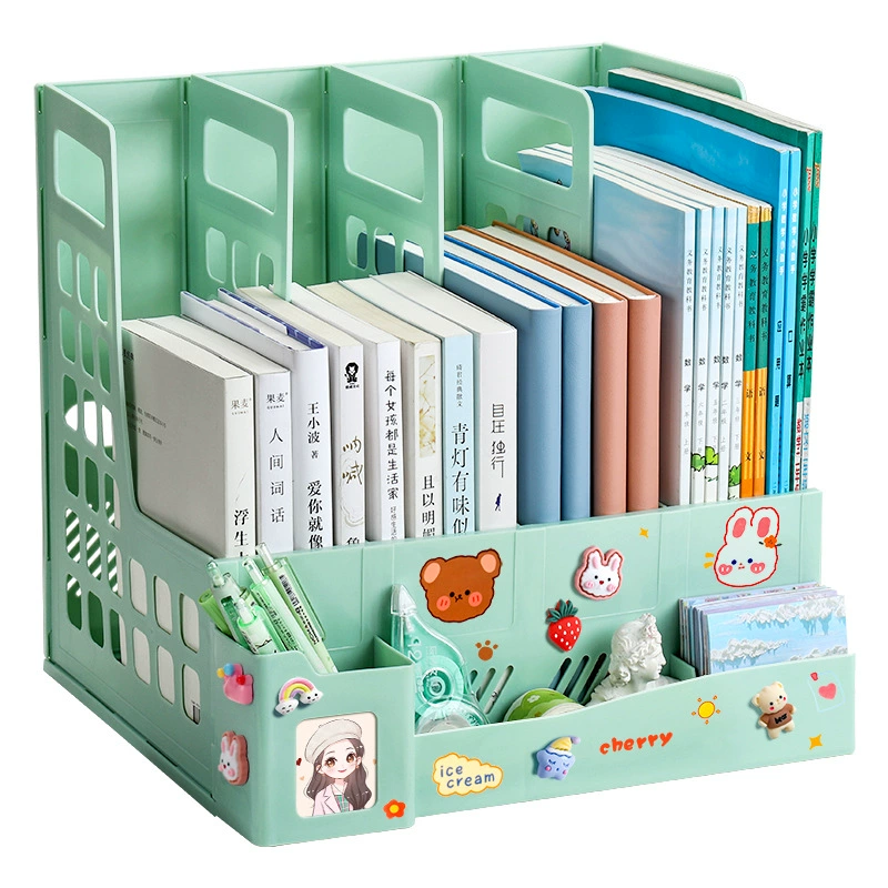 Thickened bookshelf desktop book Stranging children's learning A4 four -united cute file box office storage file box