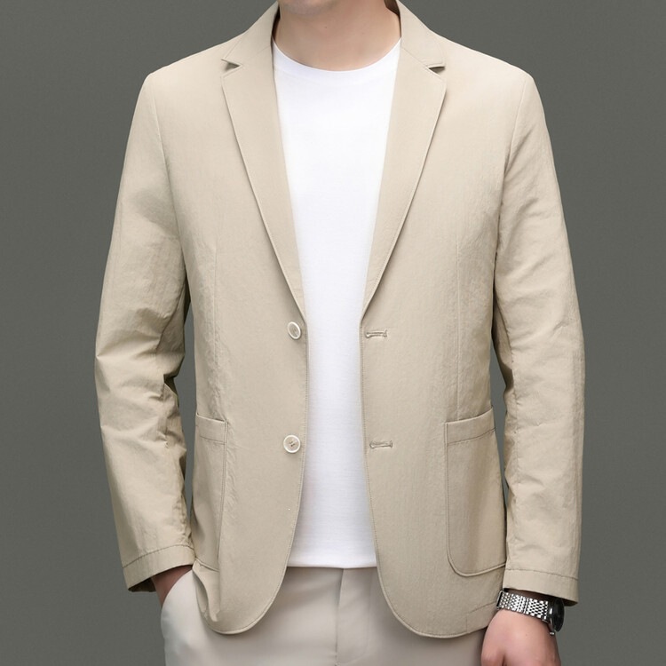 Spring and Autumn New Casual Suit for Men, Korean Style Slim Fit Solid Color Breathable Blazer, Single-Layer Thin Cardigan Jacket