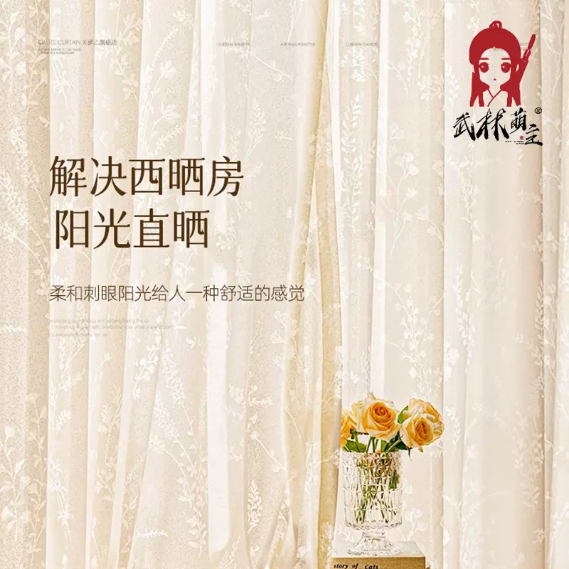 武林萌主阳台防晒隔热镜面纱窗帘纱帘透光不透人夏季遮阳窗纱批发