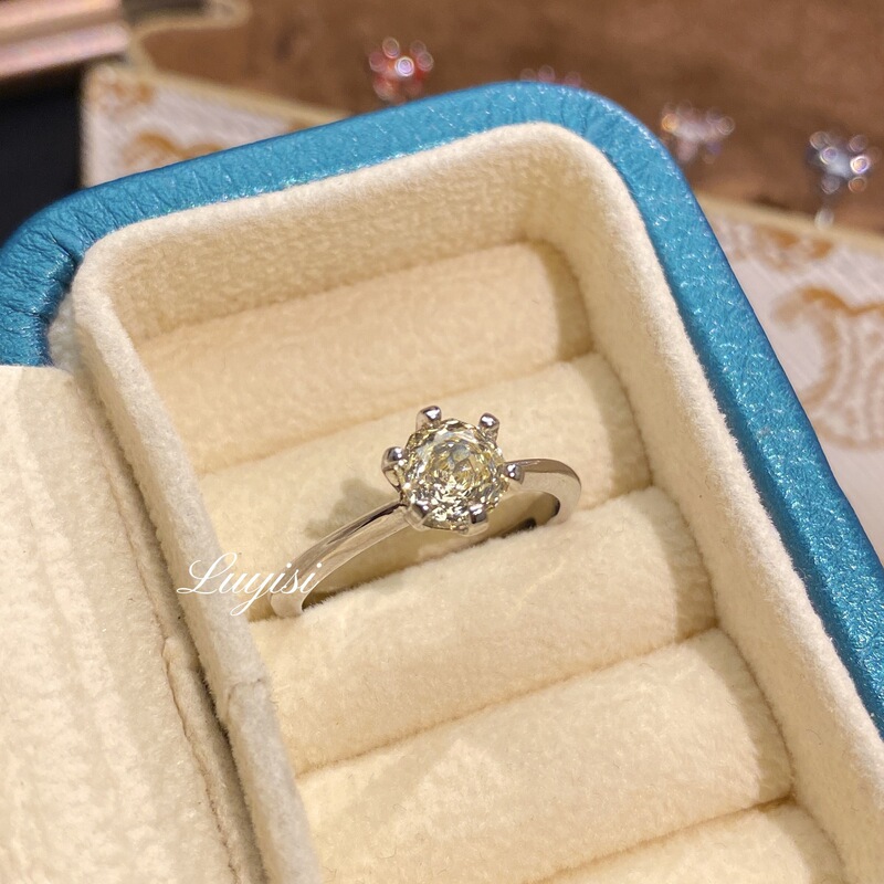 八角千禧玫瑰切经典六爪简单款戒指女轻奢小众时尚百搭订婚钻指环|undefined