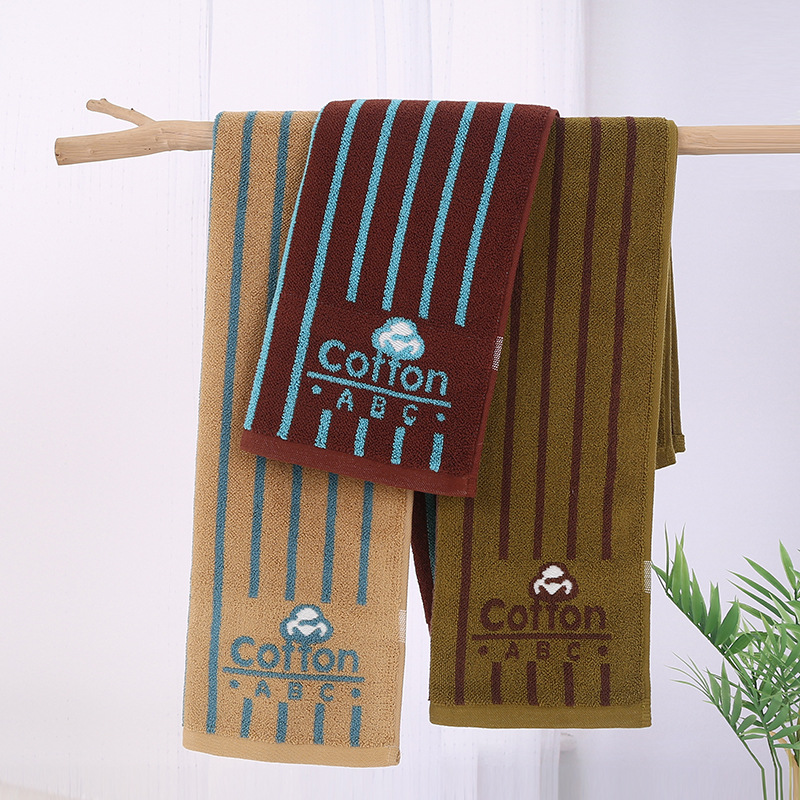 Simple Lifestyle All-Cotton Absorbent Towel, Colored Yarn Household Striped Jacquard Towel for Home Use, Face Washing, Bathing, Couple Use